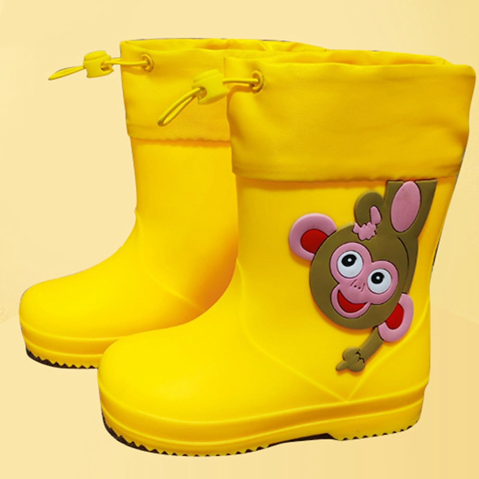 Botas para niños Botas de Lluvia para niñas, diseño de Dinosaurio a Media, para Uso Diario, Escuela, Juegos al Libre, cómoda y Antideslizante. (Yellow, 33 Big Kids)