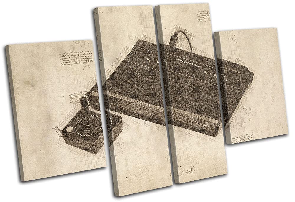 Bold Bloc DesignVintage Atari Retro Gamer Gaming 280x180cm MULTI Canvas Art Print Box Framed Picture Wall Hanging - Hand Made In The UK - Framed And Ready To Hang 13-2729(00B)-MP17-LO-D