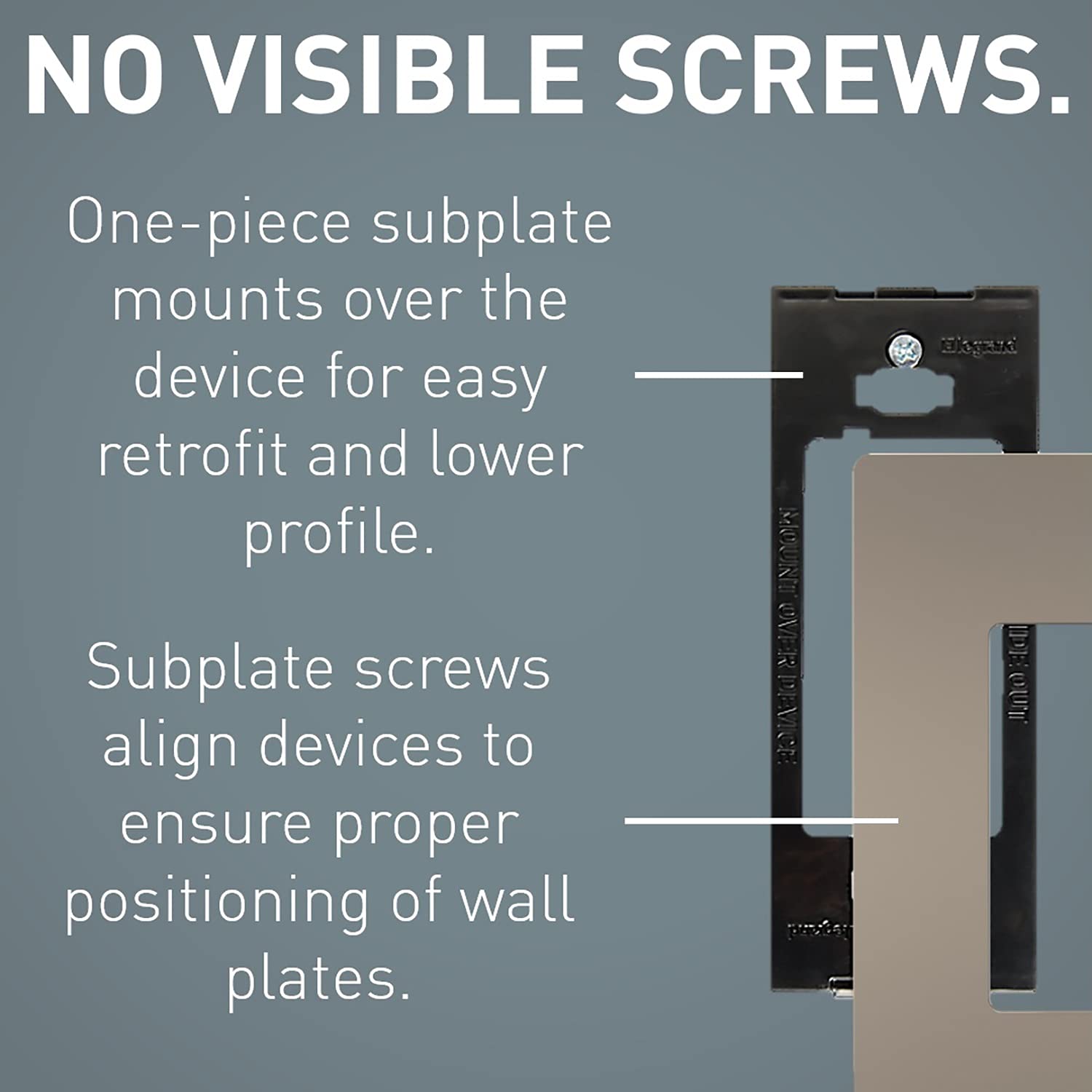 Legrand radiant RH453PWPNI 450W Preset Decorator Rocker Dimmer Light Switch with Locator Light and Screwless Wall Plate for Dimmable LED and CFL Bulbs, Single Pole/3-Way, Nickel (1 Count)