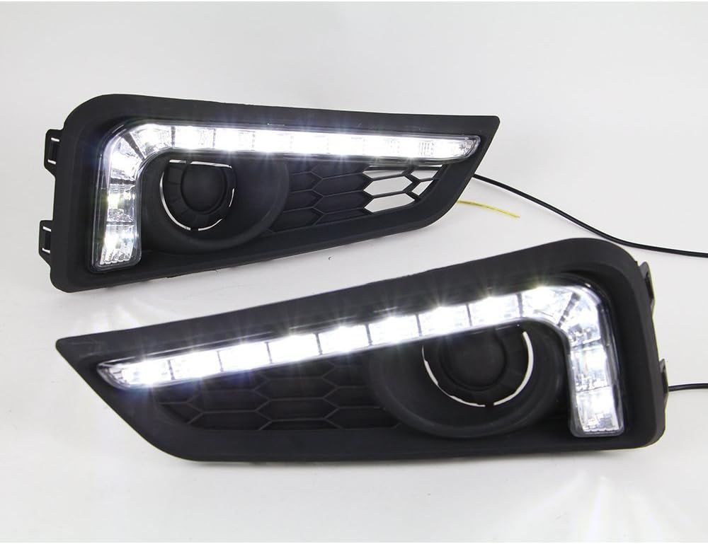 2016 New 2 Pcs White+Yellow LED Daytime Running light Super Bright Day Fog Light DRL Bulbs Turn Signal for HONDA CITY 2015 high configuration