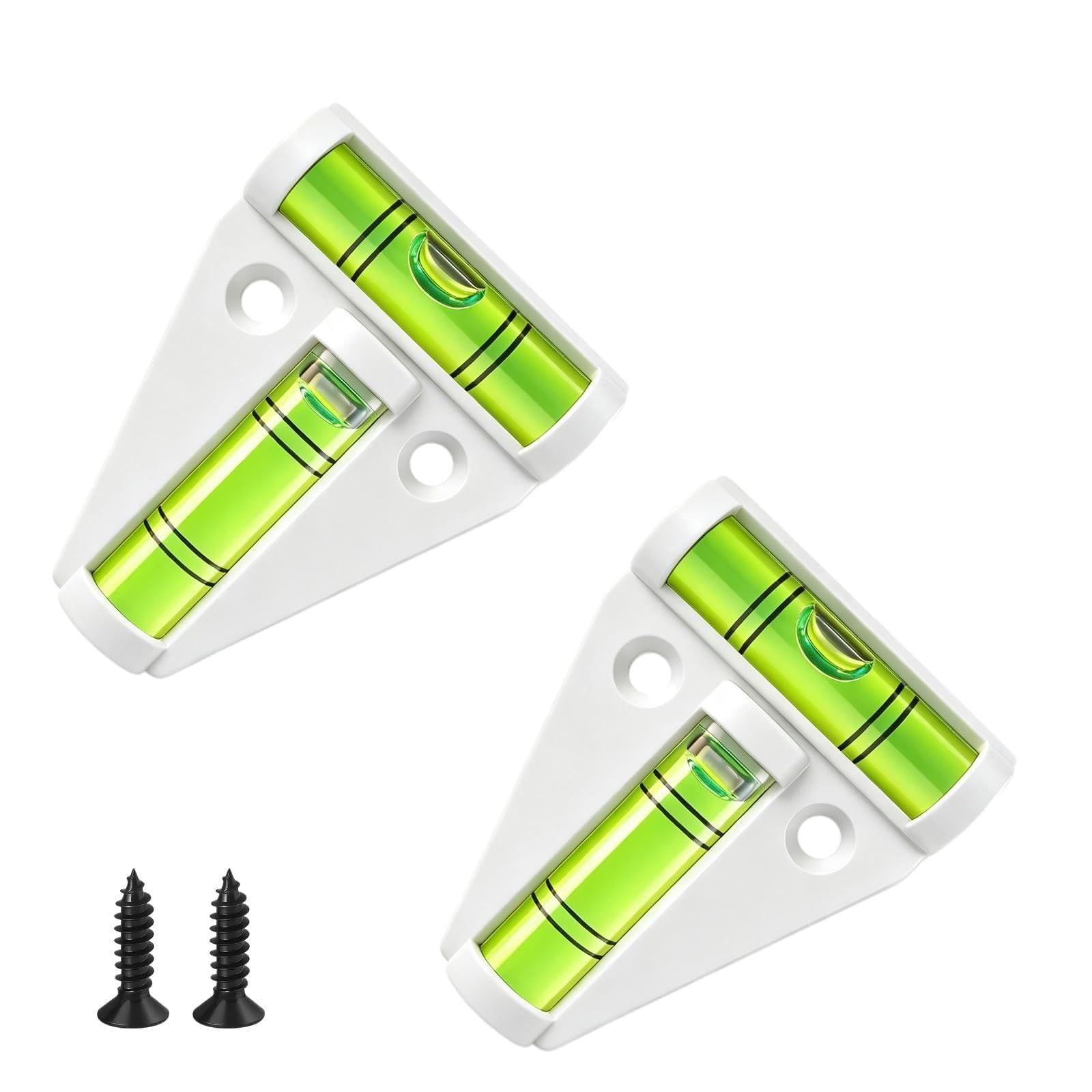 flintronic T Type Spirit Level, 2PCS Mini Caravan Spirit Level, Bubble Leveller Devices, for Motorhomes, Campervans, Trailers & RVs, Easy Mounting Accessory for Accurate Leveling, White