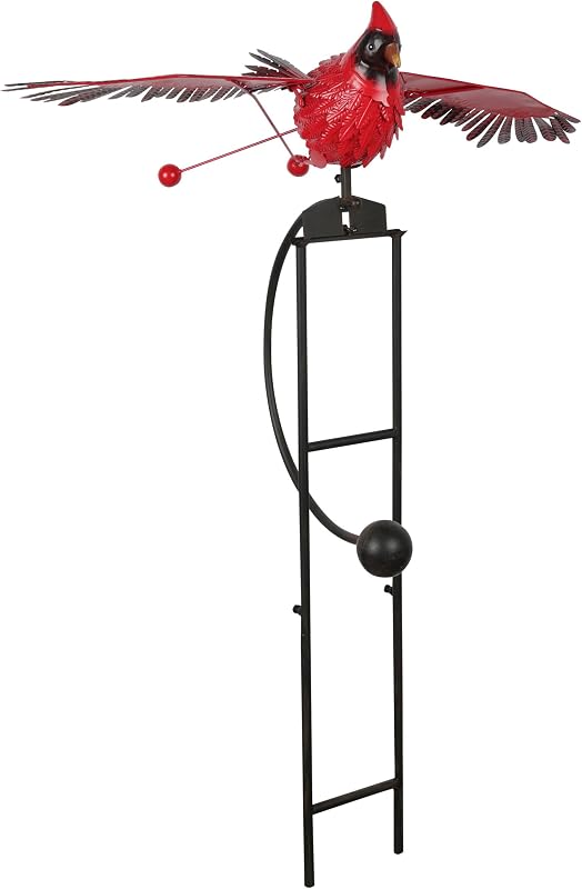 NCY408 Metal Rocking Cardinal Stake, Stylish Décor for Garden, Patio, & Lawn, 56"H, Red
