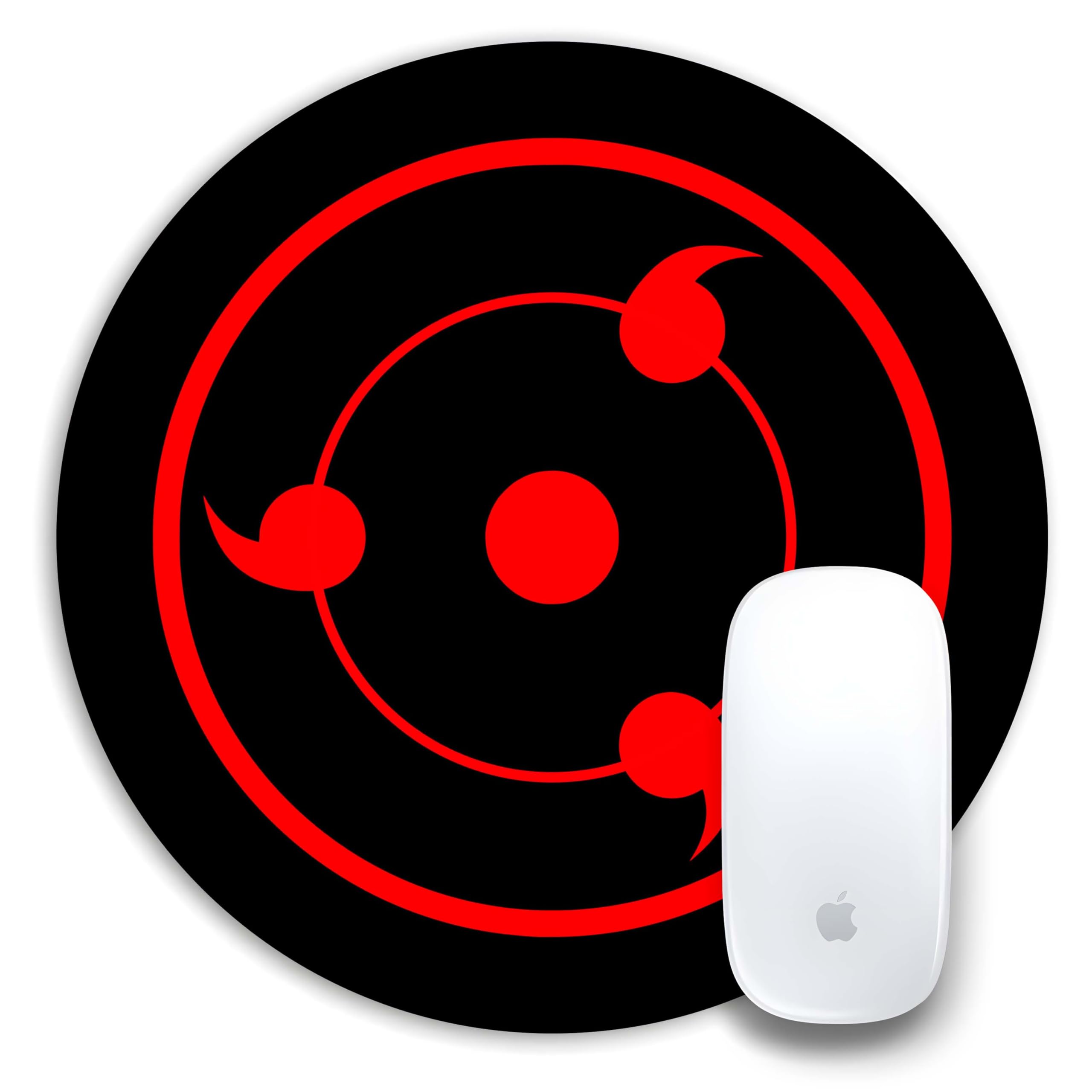 TURTLEWINGS Circular Mousepad with Red Eye Ninja Symbol Design | Mangekyo-Inspired Round Mouse Pad 240mm x 240mm, 3mm Thick | Unstitched Edges, Print for Office & Gaming Desk-image-4