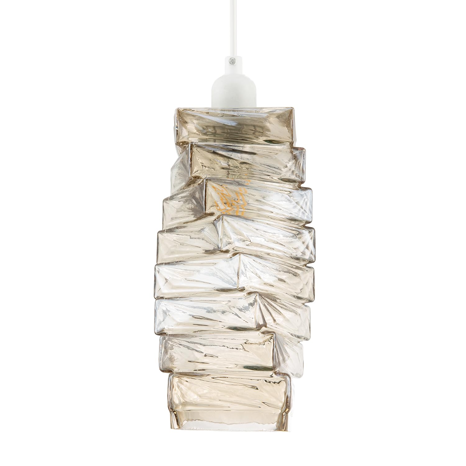 Happy Homewares Pendant Light Shade - Gold Tinted Glass - Staggered Rectangular