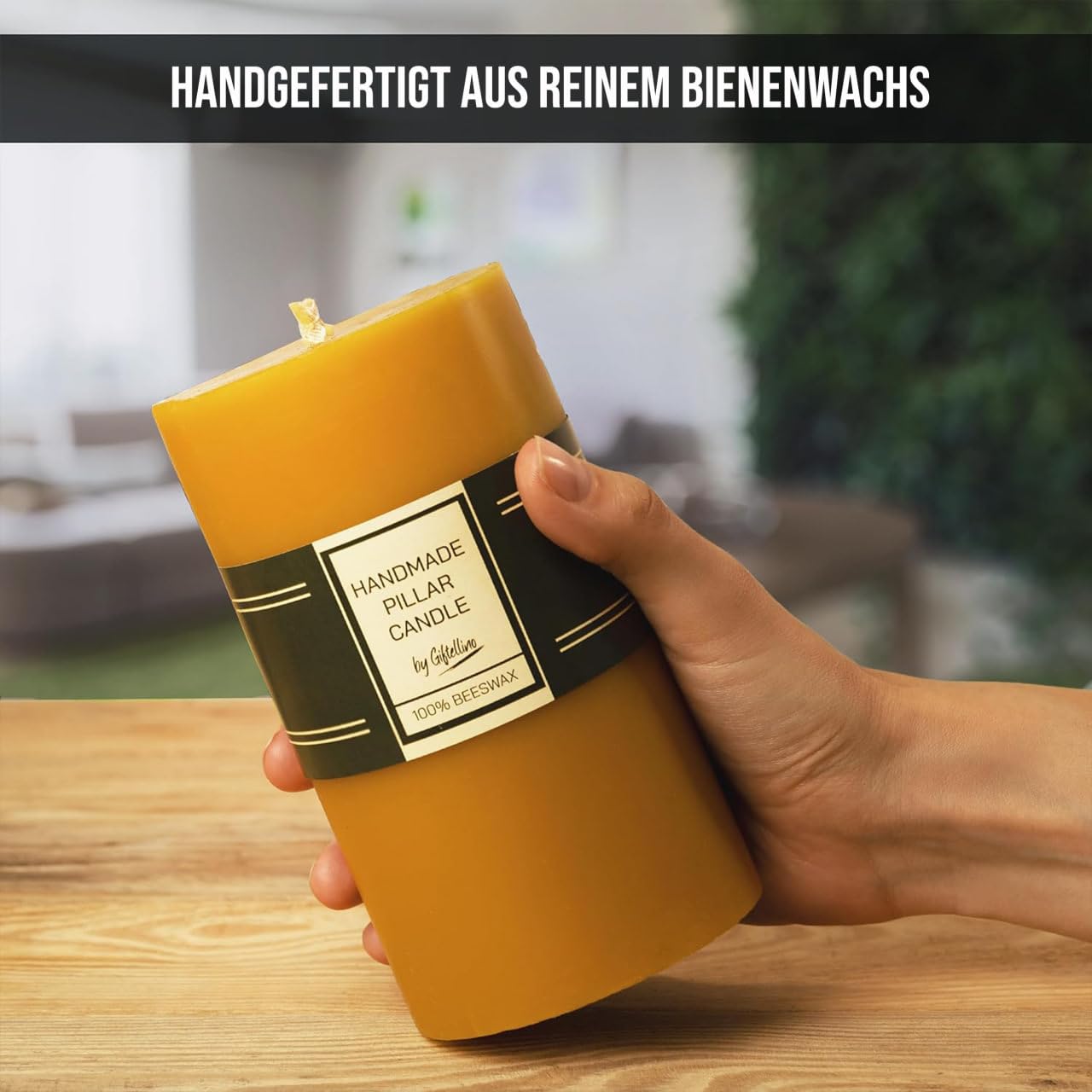 Extra Große Reine Bienenwachs-Säulenkerze - 80 Stunden Brenndauer - 100% Reines Bienenwachs und Baumwolldocht - Unparfümierte Kerze für Notfälle - Geschenk für Kerzenliebhaber