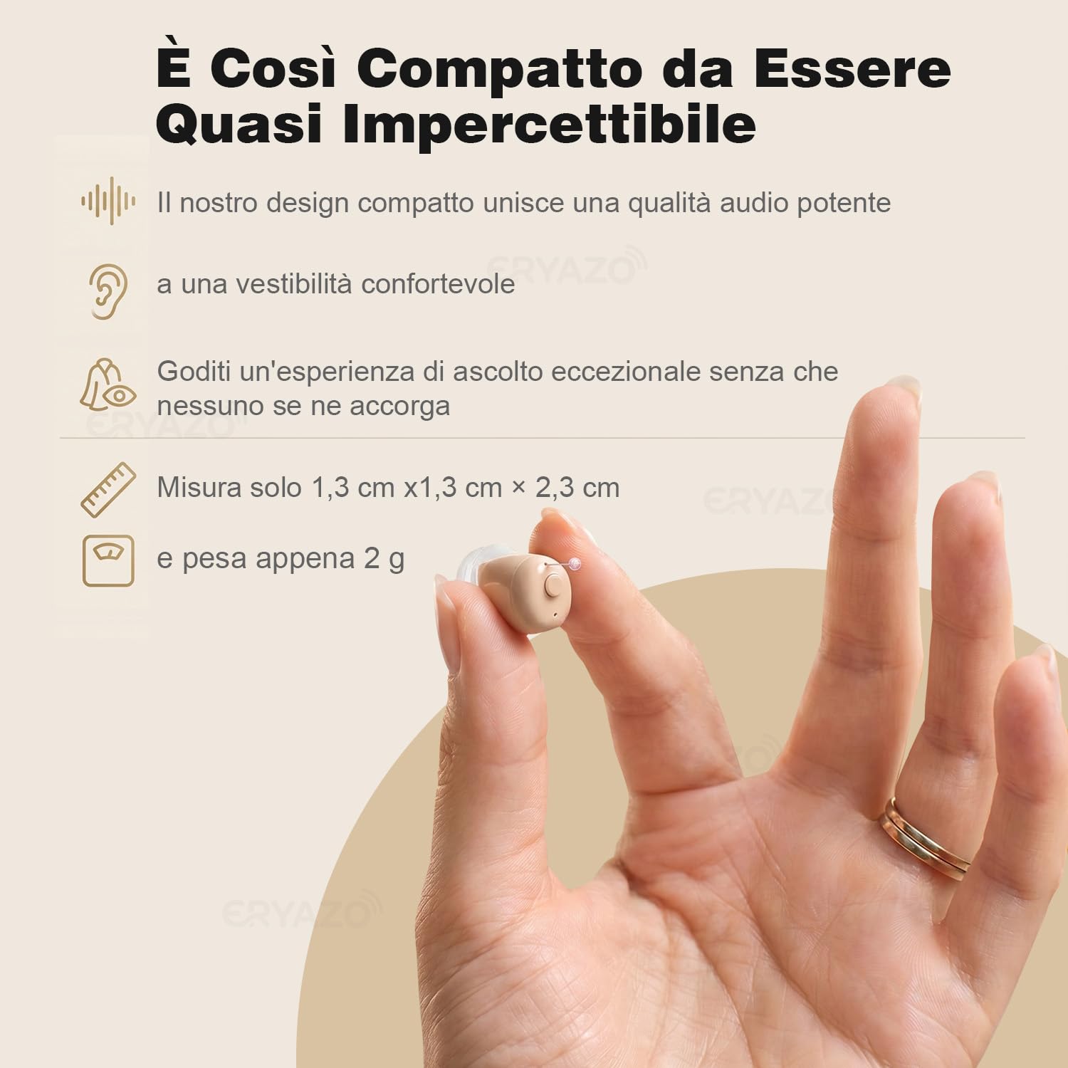 Amplificatore Audio Ricaricabile,Cancellazione del Rumore, Stazione di Ricarica USB, Custodia, Vestibilità Ergonomica