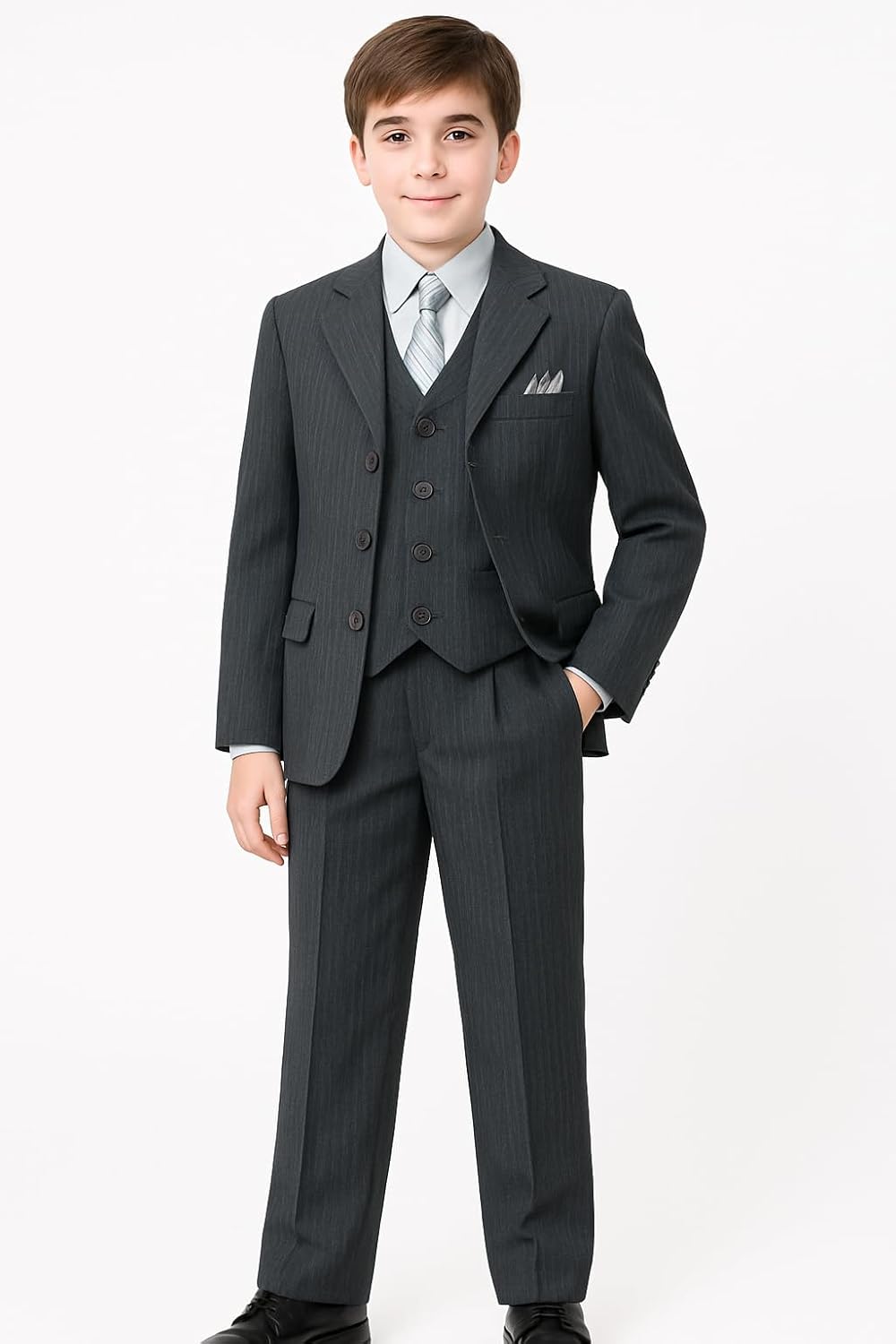 Boys Pinstripe Suit Set with Matching Tie Size 2T-20