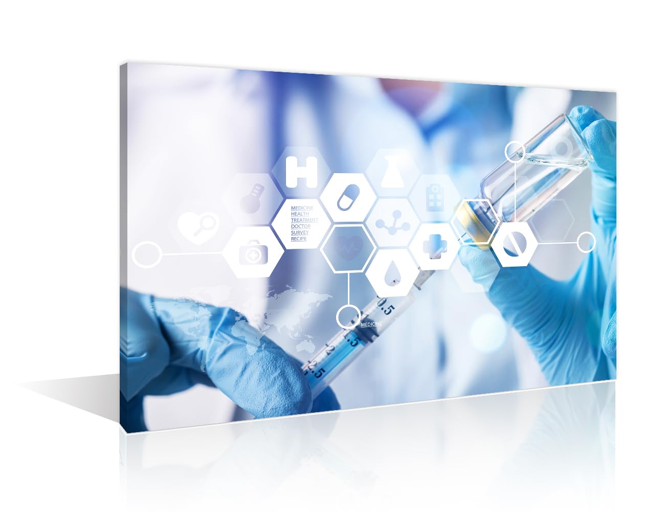 TUMOVO Medical background Wall Art 1 Panel Medical Clinical Laboratory Artwork Wall Decor for Living Room, Bedroom, Bathroom, Office. Framed Ready to Hang (12" Wx18 H)