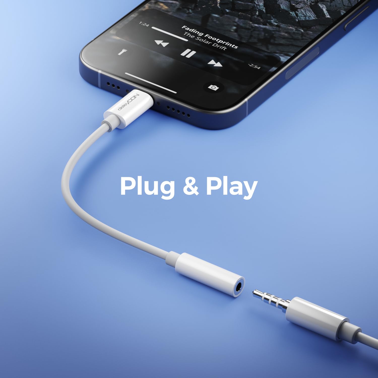 deleyCON USB-C a 3,5mm Audio Adattatore - DAC-Chip & TRRS - USB Tipo-C Connettore a Presa Jack - Compatibile con Smartphone, Tablet, Cuffie, Altoparlanti - Bianco