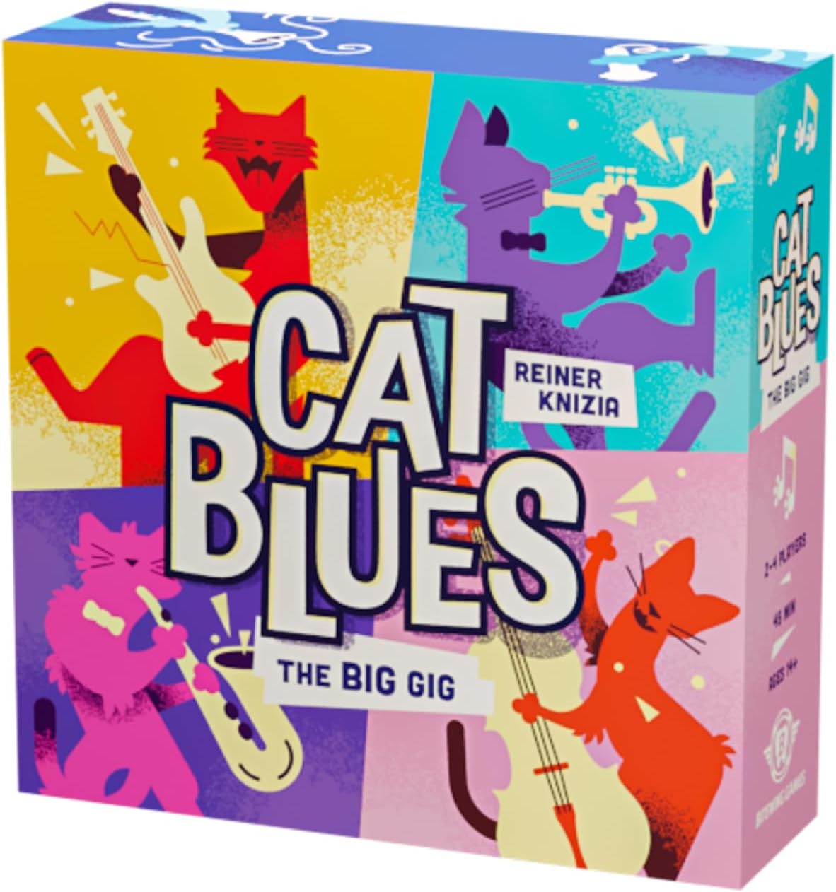BITEWING GAMES Cat Blues Card Game - Bid for The Hottest Blues Bands - Win Auctions to Gain Cards and Form Quartets - Re-Imagined Reiner Knizia Classic Board Game - 2-4 Players Age 14+