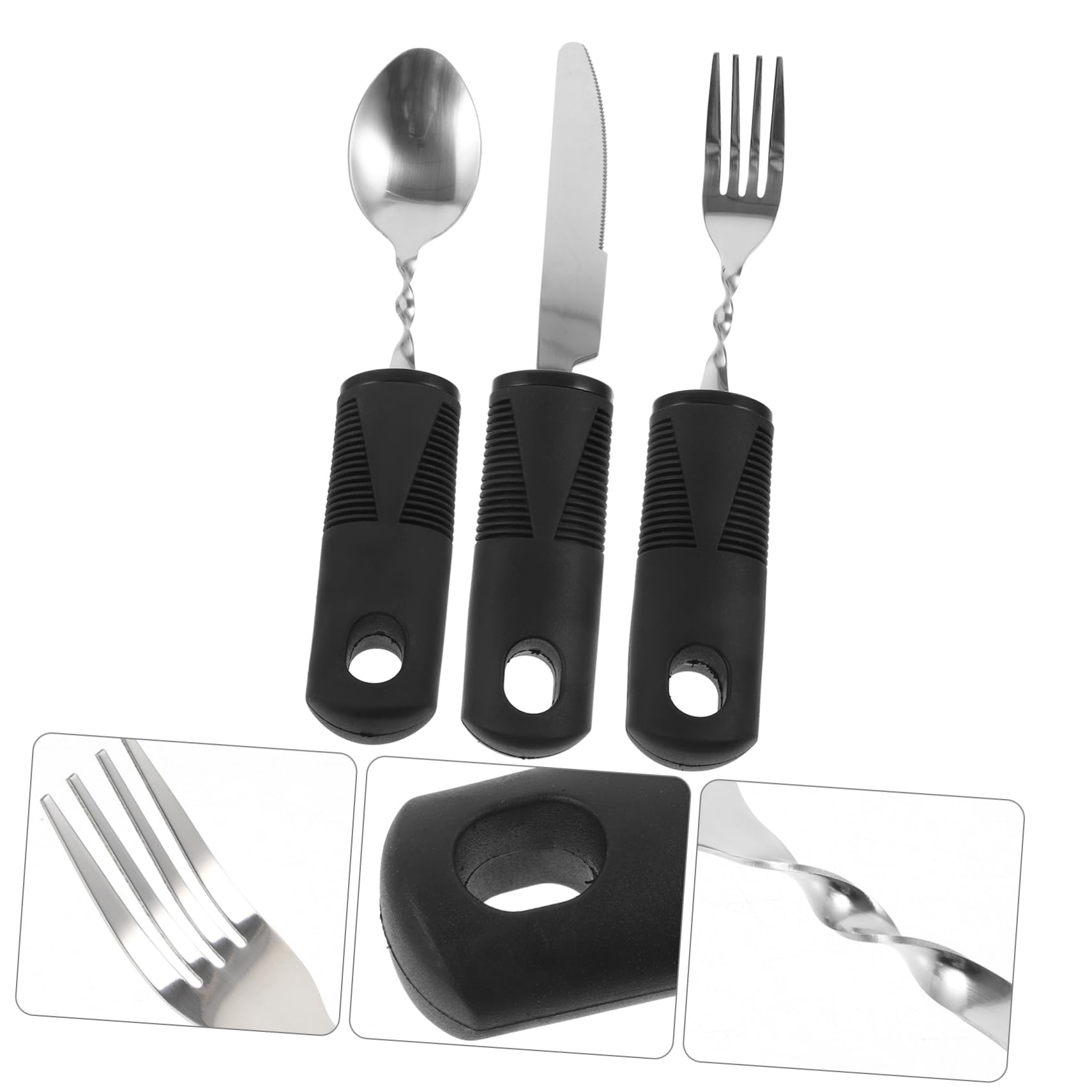 HOLIDYOYO 3pcs Bendable Cutlery Set Flatware Tool Spoons Silverware Hand Utensils Weighted Elderly Silverware Anti-skid Portable Cutlery Portable Utensil Indoor Adaptive Utensils Plastic
