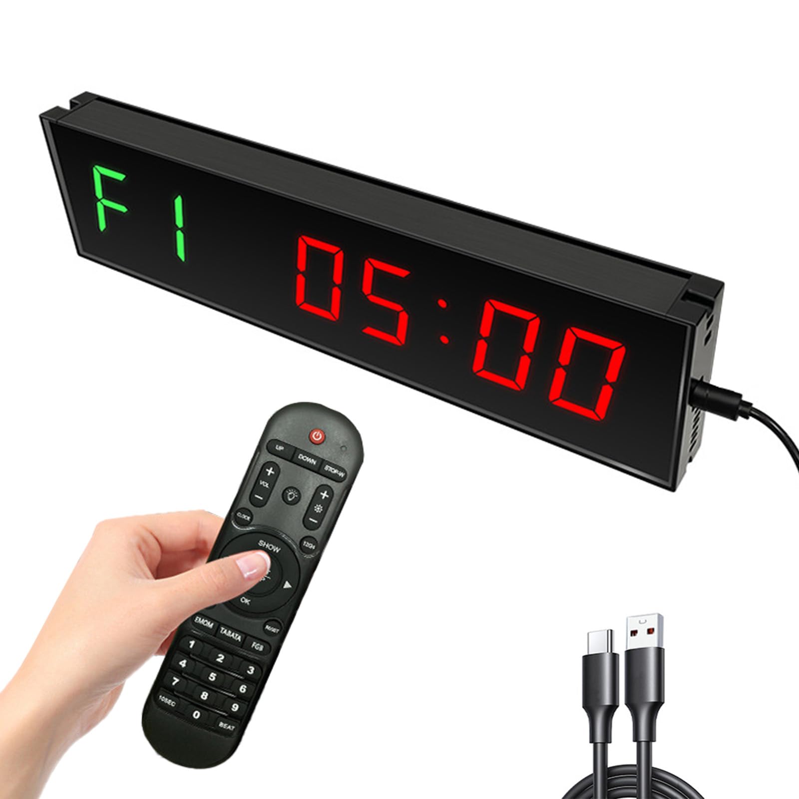 Eacam Gym Timer, Portable LED Workout Clock With Ultra-Clear Digital Display & Remote for Home Fitness