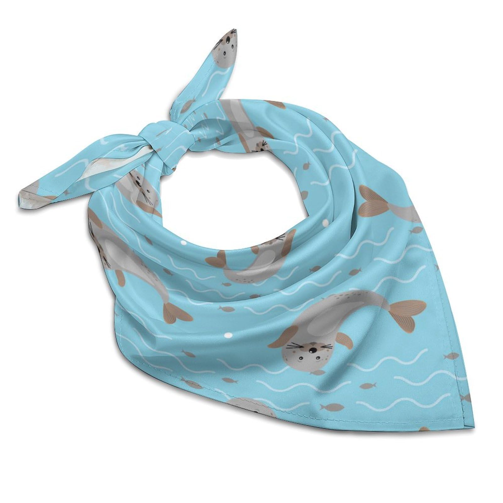 Csemeie Animal Seal Pattern Bandana Hair Scarf Headband Adjustable Neckerchief for Men Women Decor