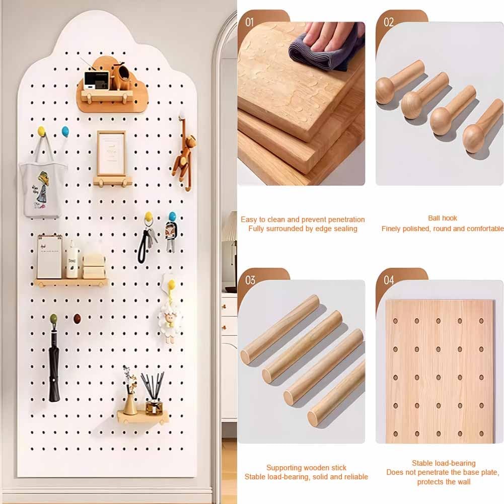 Naścienny organizer na tablicę pegboardową, zestaw paneli do salonu i garażu, do przechowywania narzędzi, 60 x 120 cm, naturalne rozwiązanie do przechowywania, do stołu warsztatowego i organizacji