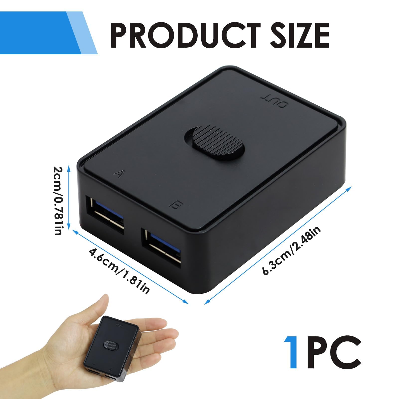 CERRXIAN Switch USB 2.0 Bidirezionale – 2 Computer Su 1 Dispositivo O 1 Computer Su 2 Dispositivi, 480 Mbps, Plug-and-play