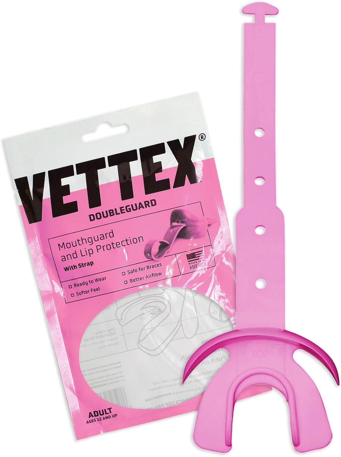 Markwort Vettex Doubleguard Mouthguard with Lip Protection - Adult, Pink, Model:AC25-PK