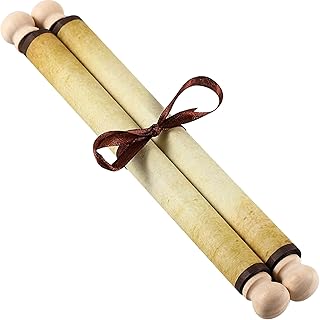 Makevivi 1 PCS Blank Scroll Paper with Wood Rods, for Naughty or Nice List, Writing, Wedding Vows, Invitation, Love Letter, Cosplay Prop, Renaissance, 7.1 x 30.5 inches