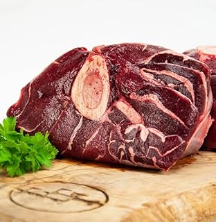Fossil Farms Canadian Elk Osso Buco, 2.25 Inch Cut, Bulk Frozen Bone-In Cross Cuts, 2 lb Packs, 16 lb Case, Marrow-Rich Elk Shank for Slow Braising, Fine Dining