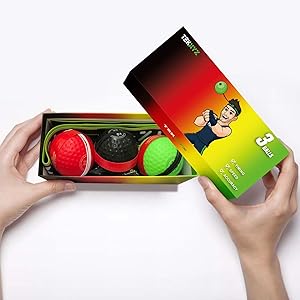 TEKXYZ Boxing Reflex Ball, 3 Difficulty Levels Boxing Ball with Headband, Softer Than Tennis Ball, Perfect for Reaction, Agility, Punching Speed, Fight Skill and Hand Eye Coordination Training
