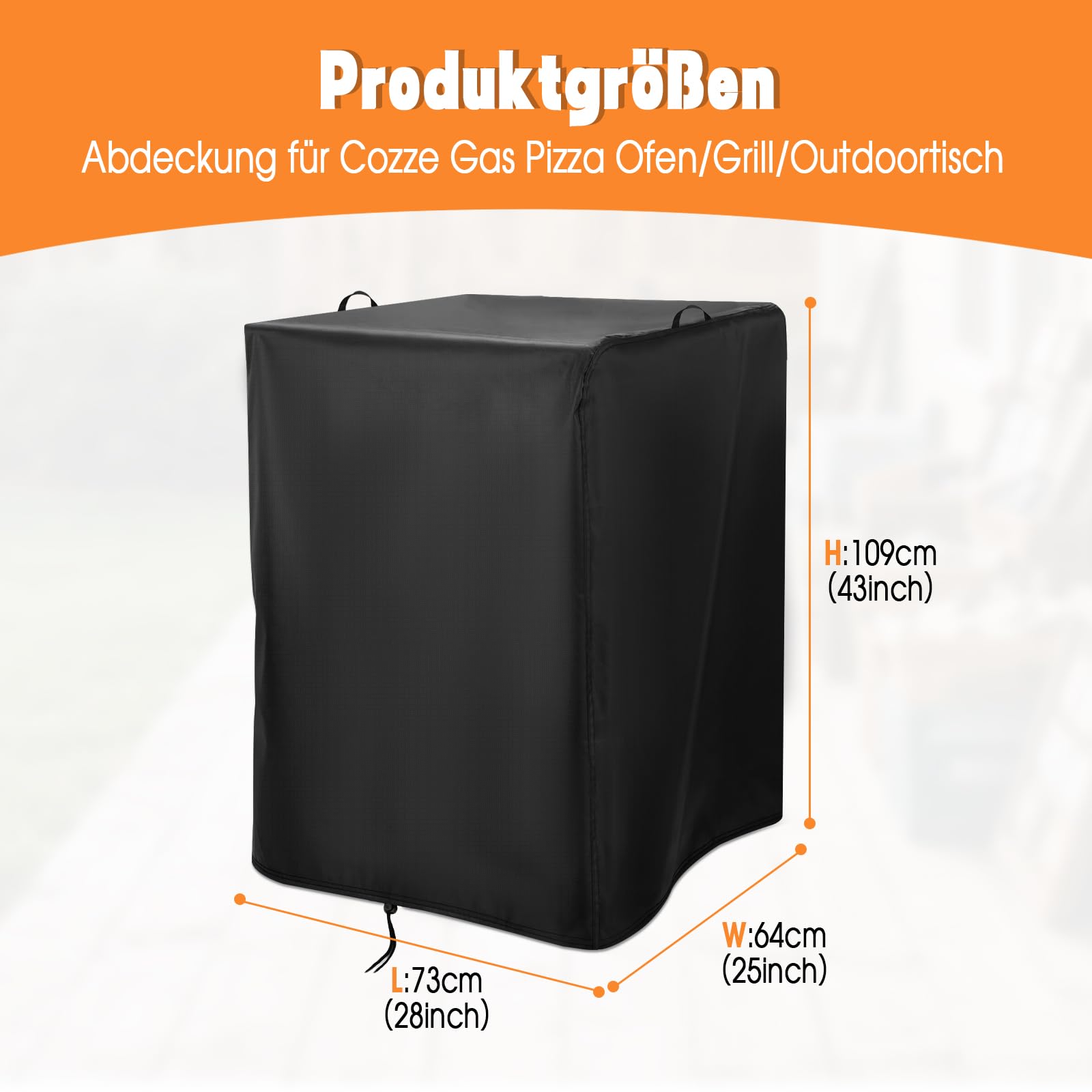 Pizzaofen Abdeckung für Cozze Gas Pizza Ofen, Wasserdicht 500D Oxford-Stoff Schutzhülle für Pizzaofen, Grill und Outdoortisch, Pizzaofen Tragetasche, Pizzaofen Zubehör-Schwarz (73x64x109cm)
