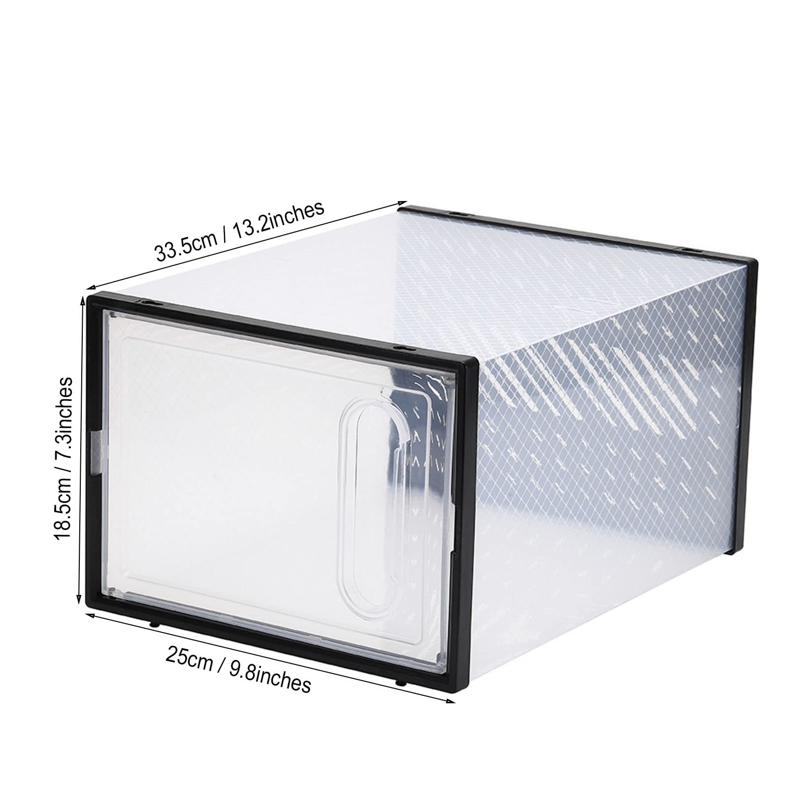 Cajas apilables de plástico transparente para zapatos, paquete de 12 cajas de almacenamiento para zapatos con puerta magnética, diseño de ventilación y a prueba de polvo, color negro
