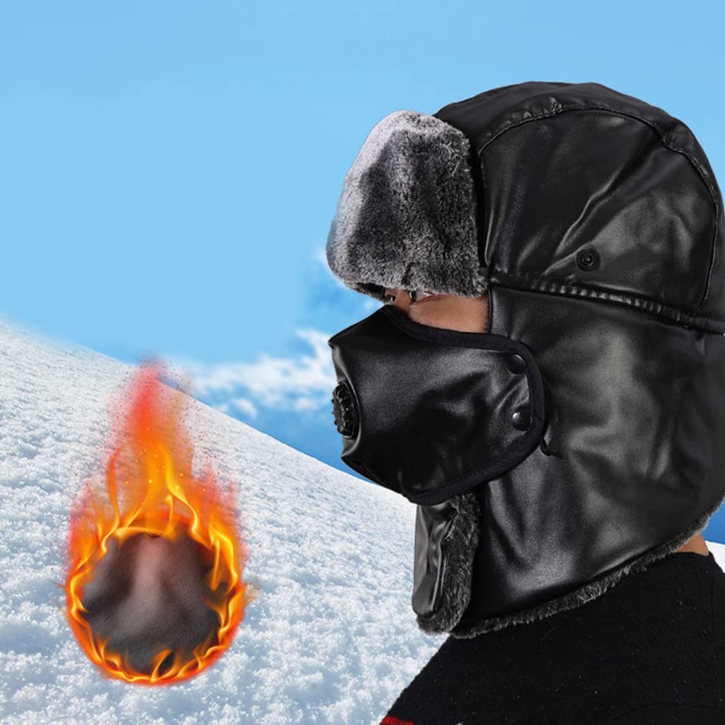 GRABAGECAN Winter Hat for Foldable Ear Flap Ski Hat Both for Women Men Cotton Earmuffs Thick Warm Cold for Protectio Red