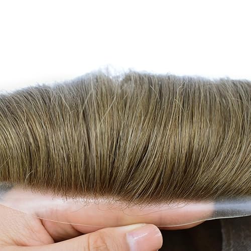 Miniatura 3 de Peluca de cabello humano para hombre, tupé de encaje suizo suave, centro de encaje suizo para hombre, sistema de reemplazo de poliuretano alrededor
