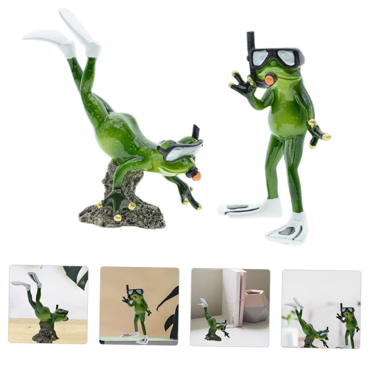 Toyvian 1 para Rzeźba Żaby z Żywicy Ozdoba Do Ogrodu Dekoracja Wnętrz Ornament Kształcie Nurkującego Zwierzęcia Idealna Do Użytku Wewnętrznego i Zewnętrznego