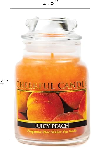 Miniatura 5 de A Cheerful Giver - Vela en tarro de vidrio perfumada Juicy Peach (6 onzas) con tapa y fragancia fiel a la vida, fabricada en Estados Unidos