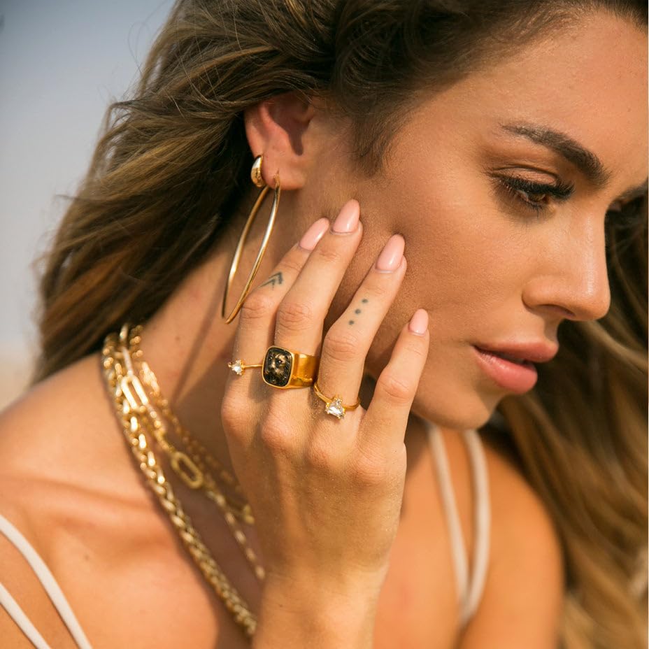 Gold Hoop Earrings 14K Gold Hypoallergenic Earrings for Women Big Huggie Hoop Earring for Womens 50mm2