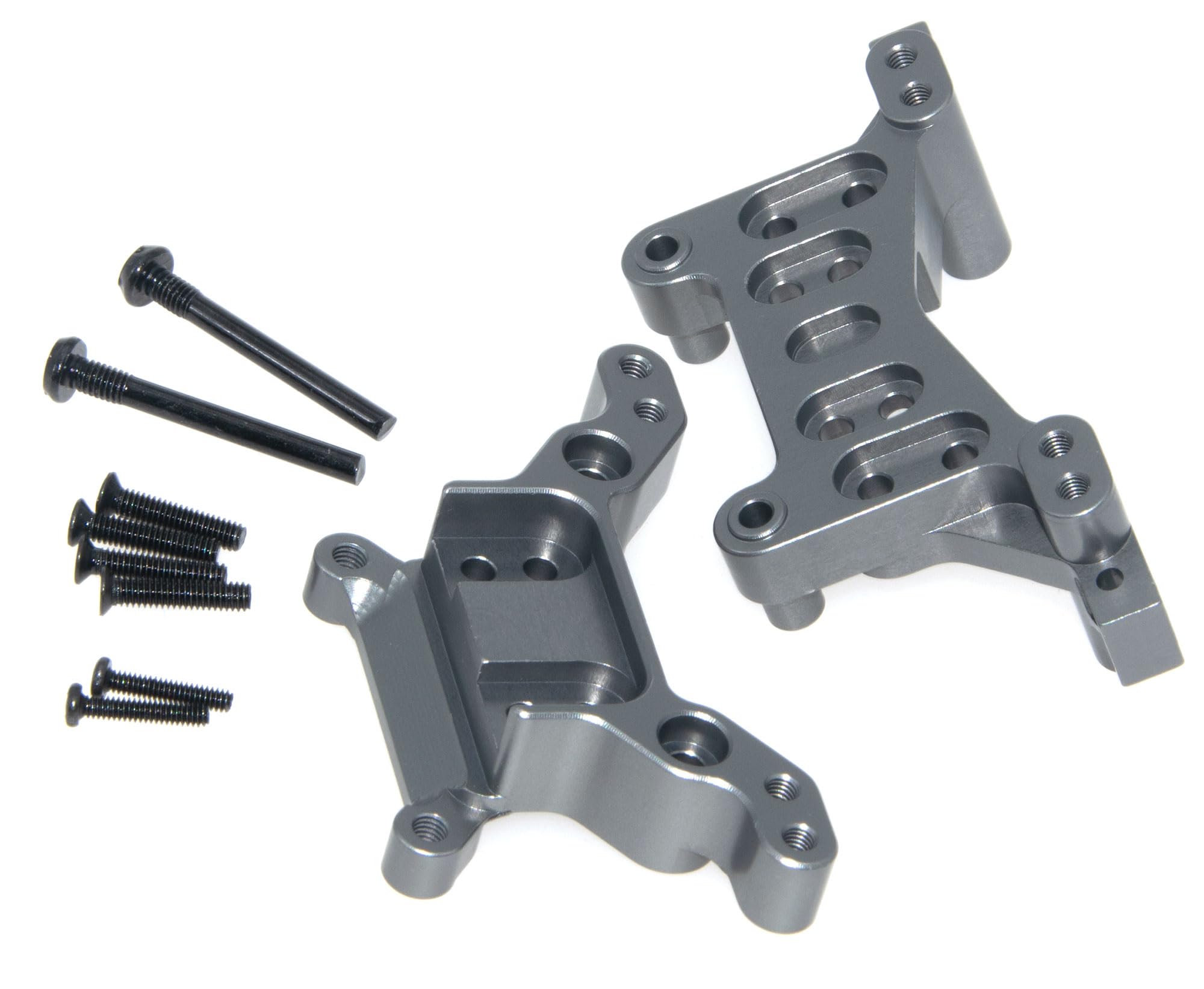 Shock Tower Part Compatible with 16170 16180 MJX Hyper GO 16207 16208 16209 16210 H16BM H16GT H16DR H16 1/16 Rc Car Front Rear Shocks Mount Aluminum Alloy Metal Upgrade 2Pcs(Titanium)