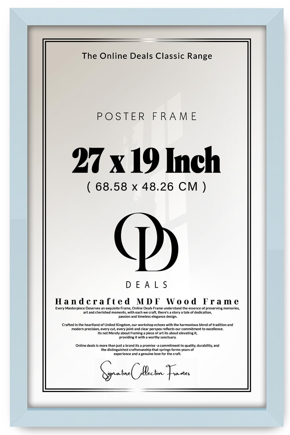 OD Deals Premium 27 X 19 Inch Poster Frame | Light Grey Border For Paintings And Photos — Holds Portrait Or Landscape Prints | Ideal For Home And Gallery Display (68.58 X 48.26 CM)