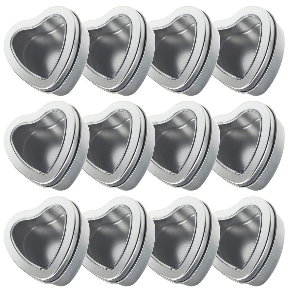 Tweovnai Silver 15Pcs Candy Box Tinplate Candle Jar With Candy Boxes Heart Empty Tin Candies Jar For Valentines Day Birthday