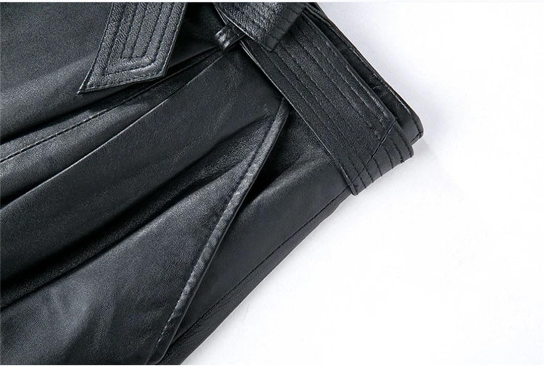Damska skórzana spódnica midi Street Bow Belt Retro plisowane szorty
