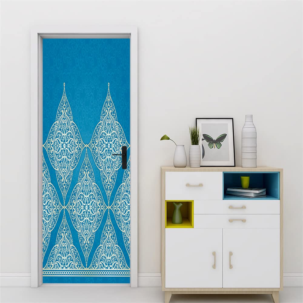 Poster trompe l'oeil porte effet 3D stickers muraux lavables pour cuisine et sejour