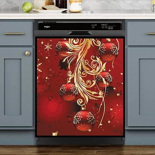 Miniatura 5 de Imán de la cubierta del lavavajillas de Navidad decoraciones navideñas de la campana del viento del refrigerador magnético Bowknot decoración de la