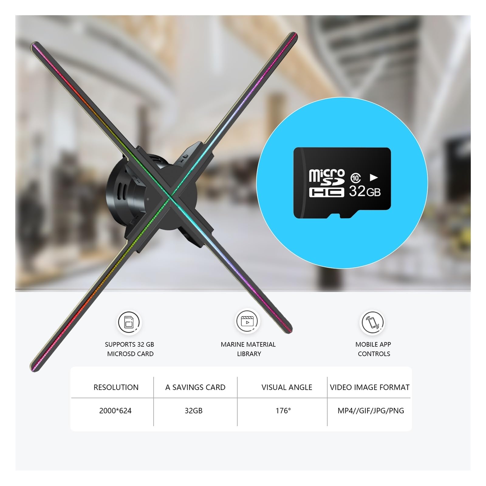 Abanico holográfico 3D 23,6 pulgadas Wifi 3D holograma ventilador Control Led pantalla Logo animación pantalla for tienda, Bar, fiesta publicidad pantalla Para carteles de tiendas, bares, casinos, fie
