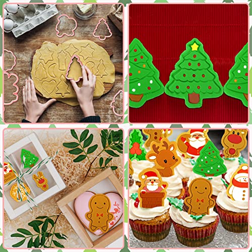 16 Pcs Christmas Cookie Cutters With Plunger Stamps Set 3D Snowflake Cookie Stamps Santa Cookie Cutter For Baking Include Snowman Santa Christmas Tree Reindeer For Kitchen Baking (Santa Style) #TOP5
