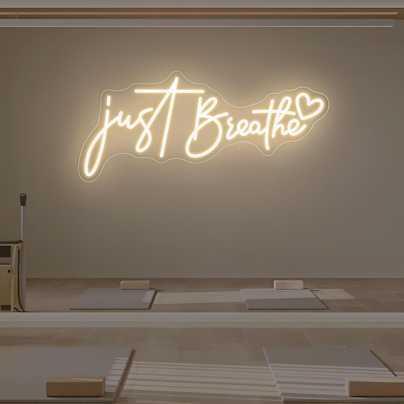 Just Breathe LED Neon Sign Yoga LED Sign for Yoga Room Pilates Studio Fitness Studio Home Bedroom Gym Decoration