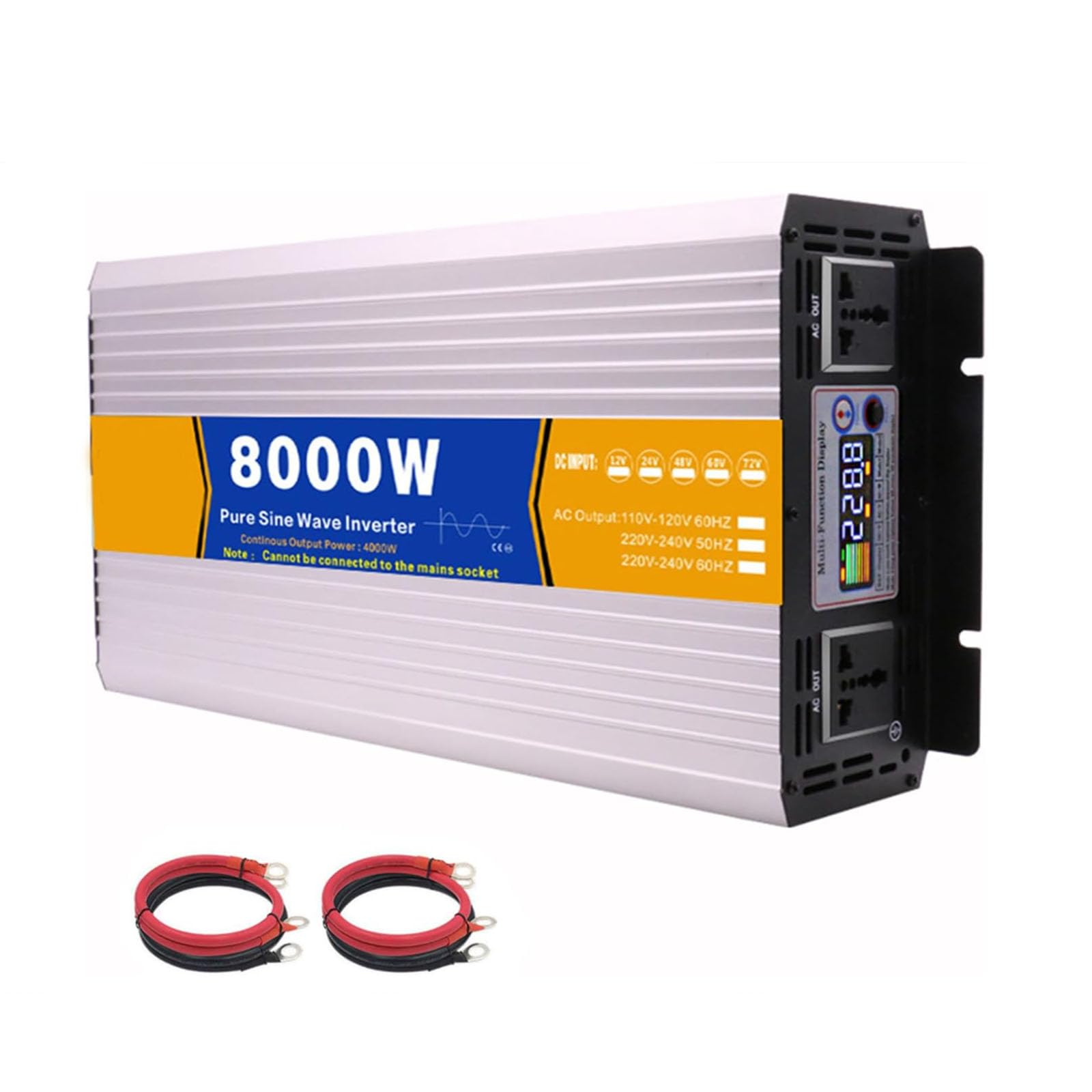 72V to 230V,Inversor de Onda Sinusoidal Pura de 8000W 12V 24V 48V 60V 72V a 110V 230V para Actividades al Aire Libre, RV, Sistema Solar y Uso de Emergencia