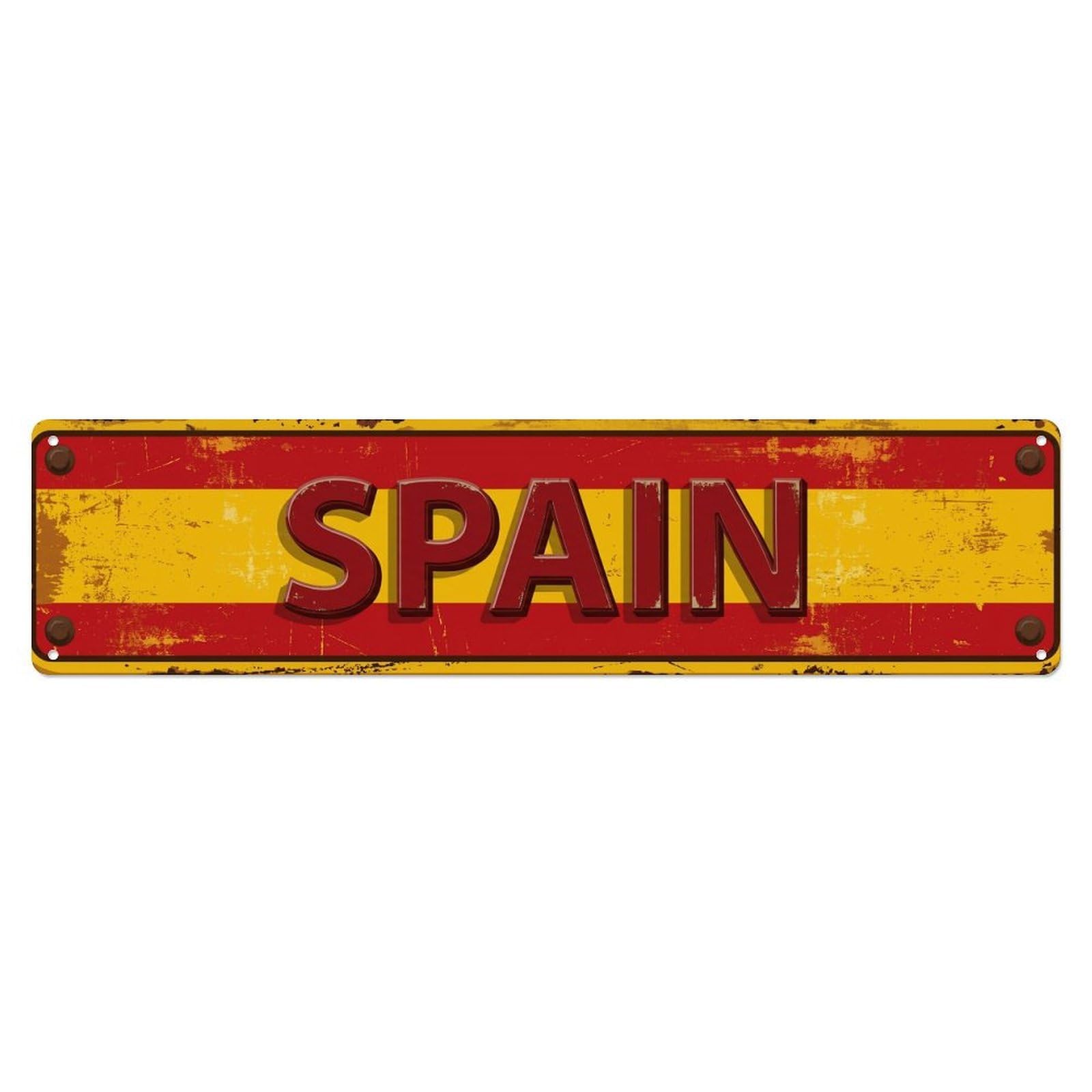 Vintage Spain Flag Pattern Metal Tin Sign
