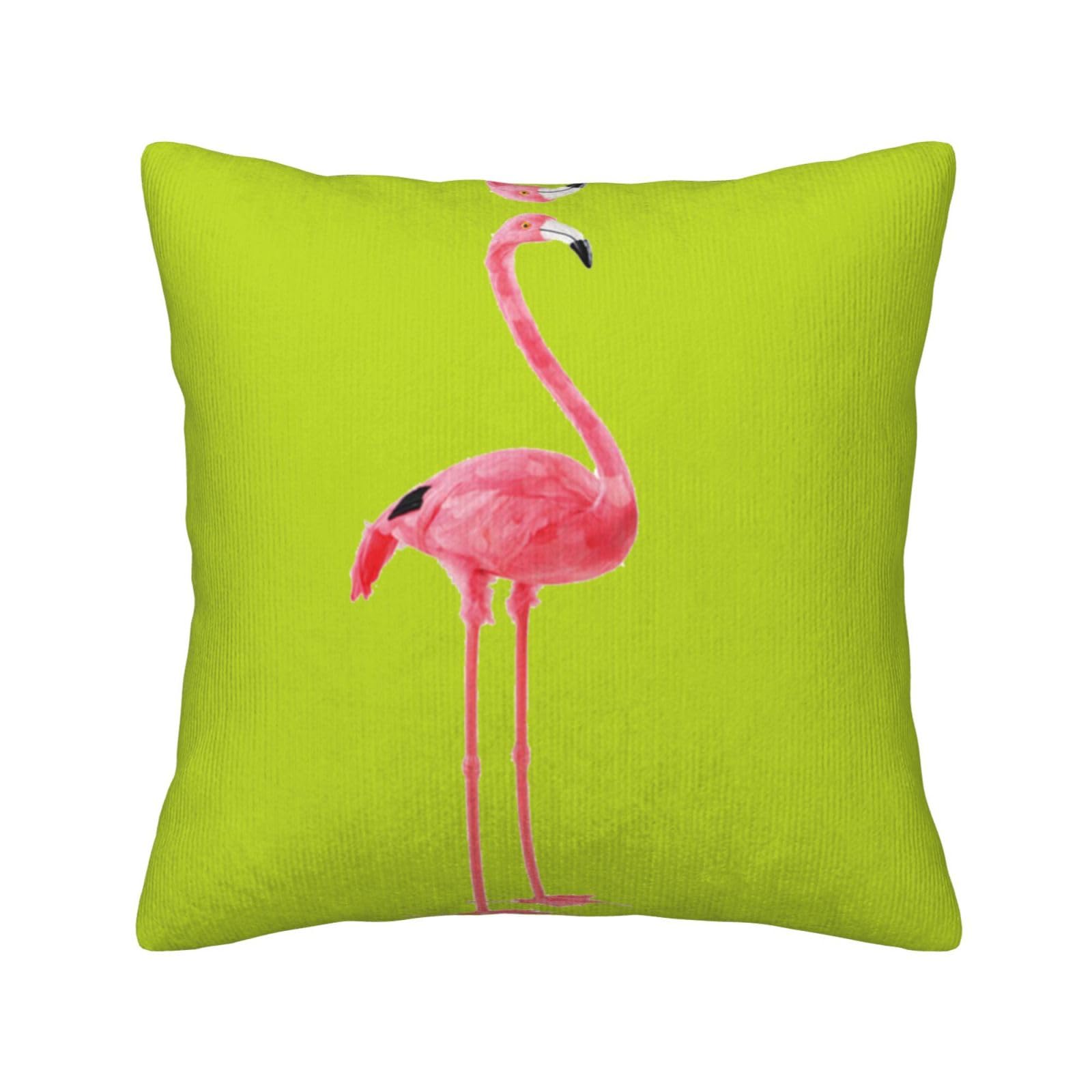 Housse de coussin flamant rose 45x45 cm en velours côtelé pour salon