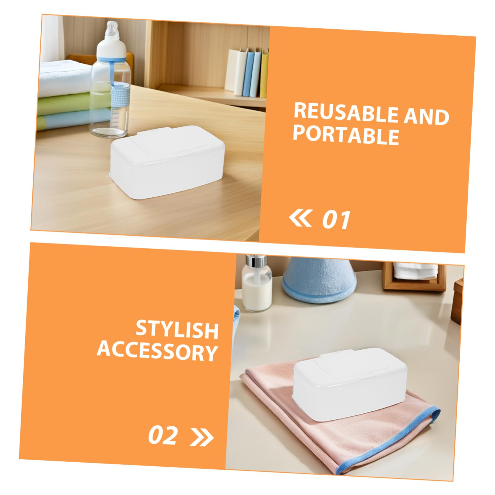 TOYANDONA Contenitore per Salviette Umidificate in Plastica Riutilizzabile 4 Unit con Coperchio per Ufficio e Casa, Dispenser Pratico e Compatto in Pp Bianco