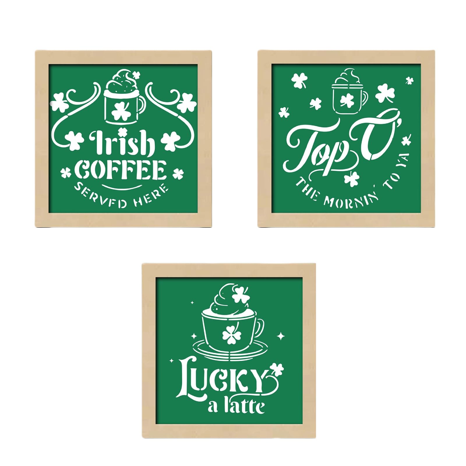 Yhplxyuus 3Piece Patricks Day Photo Frame Set Wood Picture Frame Irish Festival Photo Display for Home Party Decoration Picture