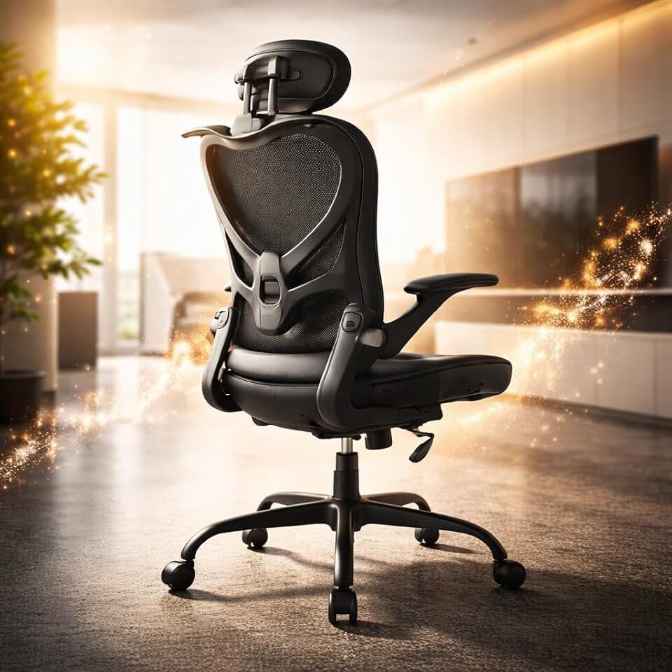 Cadeira de Escritório Ergonômica Giratória com Apoio Lombar Ajustável – Encosto Reclinável, Braços Reguláveis, Conforto Premium para Home Office e Trabalho