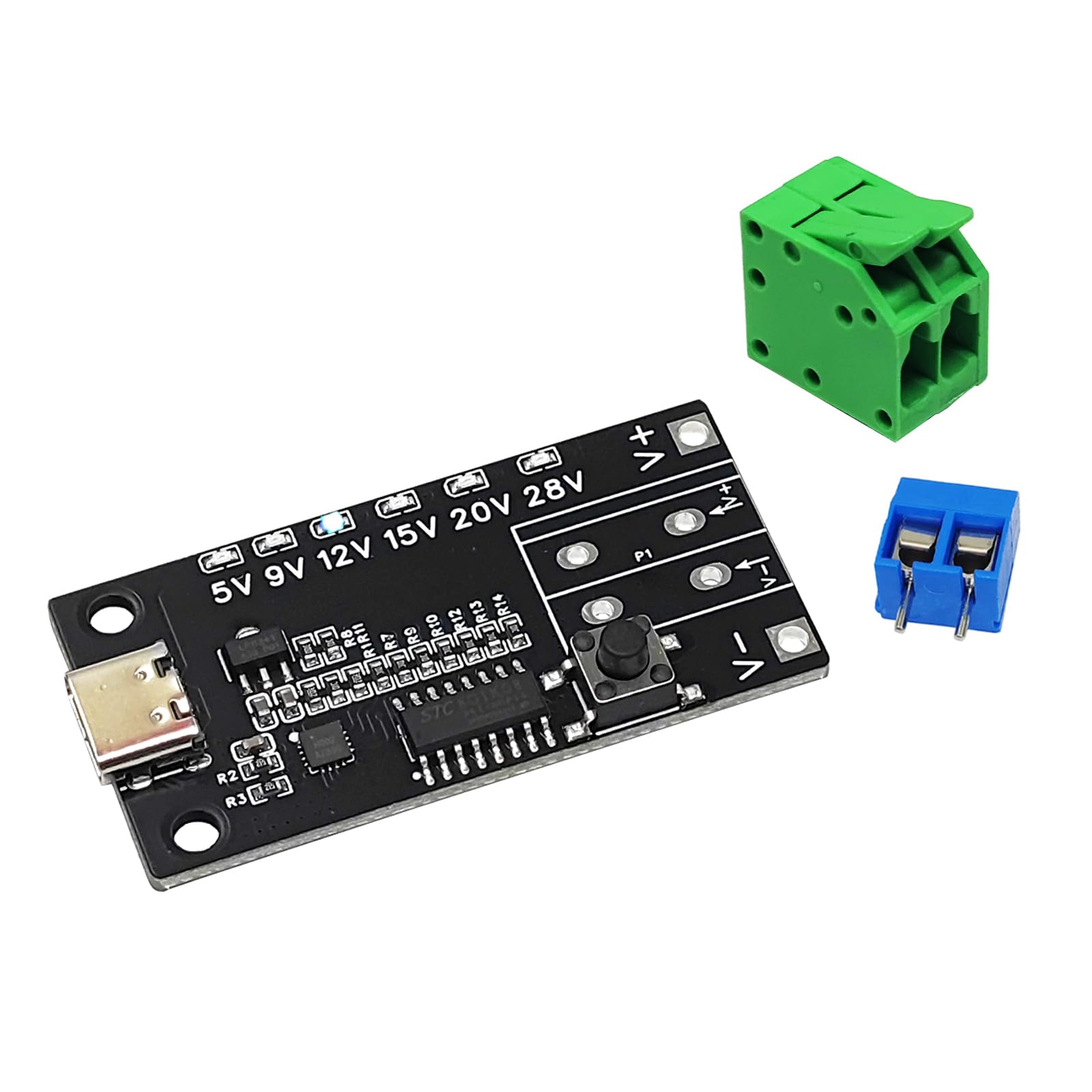 1 x USB-C PD3.0/3.1 QC Trigger Board 5V 9V 12V 15V 20V 28V 5A Adjustable Voltage Trigger Module Type C Female Input with Indicator-image-34