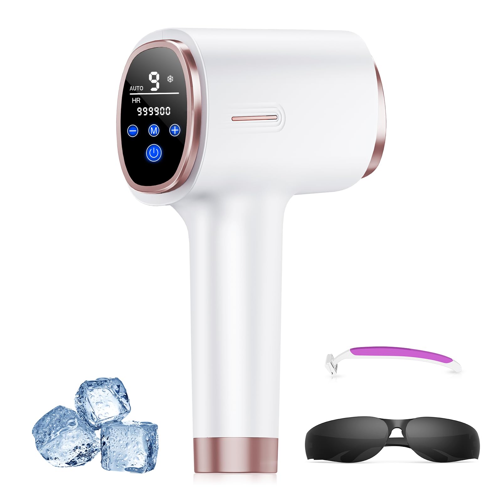 21J Epilatore Luce Pulsante con Funzione di Raffreddamento, 9 Livelli di Luce Pulsante, Epilatore Laser per Donna e Uomo, Ascelle, Braccia, Schiena, Zona Bikini