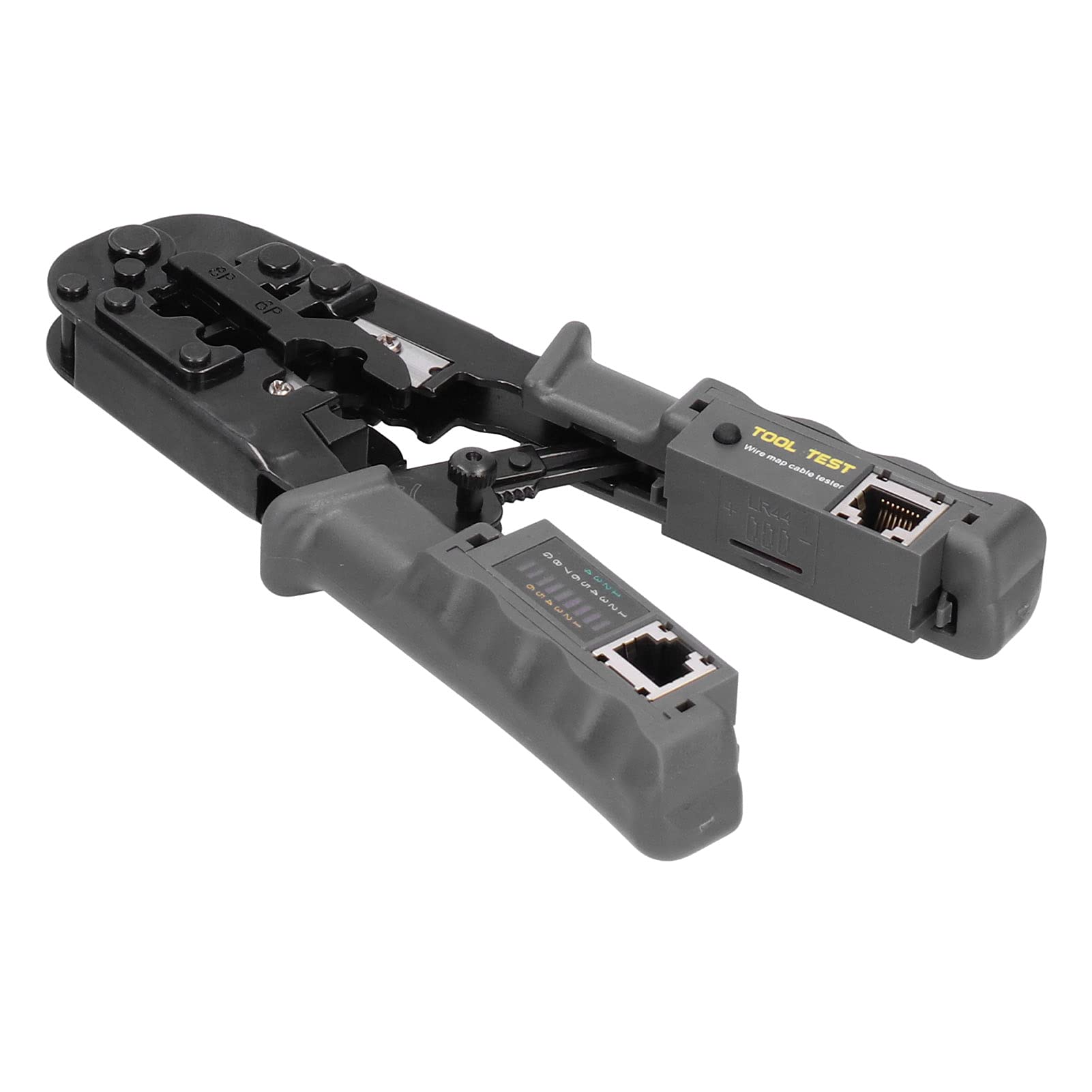 Chrees Pinza di Rete Pinza per Cavi Crimpatrice Spelafili Cricchetto 4P 6P 8P Testa di Cristallo Cavo di Rete Telefonica Tester Staccabile per Crimpatura Taglio Spellatura T