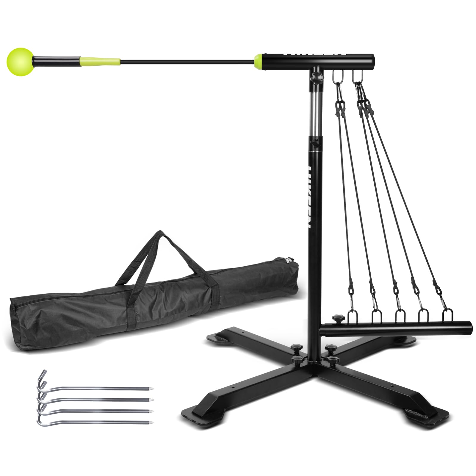 Hikeen Baseball Softball Swing Trainer, Baseball Training Equipment, Includes 5 Elasticity Bands Baseball/Softball Accessories for Hitting and Batting, Adjustable Height for All Ages Training
