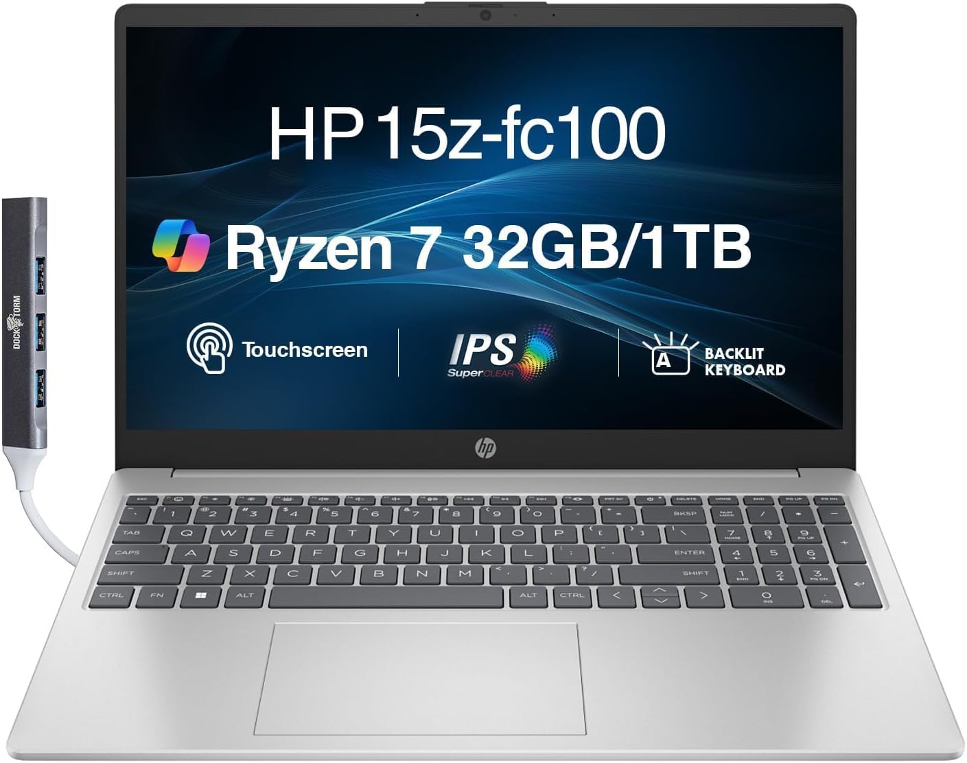 HP 15z Laptop 15.6" Touchscreen IPS FHD AMD Ryzen 7 32GB 1TB SSD Win 11 Pro